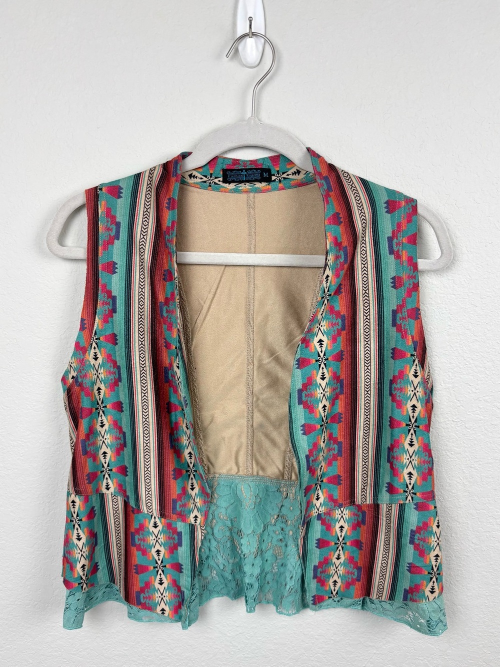 Western Faux Suede Turquoise Lace Vest Boho Rodeo Cowgirl Festival Country